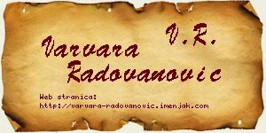 Varvara Radovanović vizit kartica